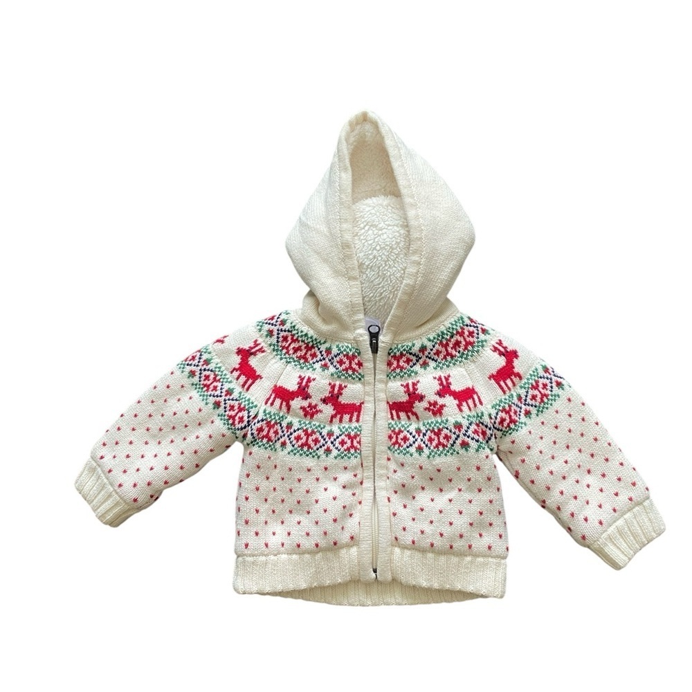 Hanna Anderson Holiday Christmas Hooded lined Jacket Fair Isle - Picture 1 of 9